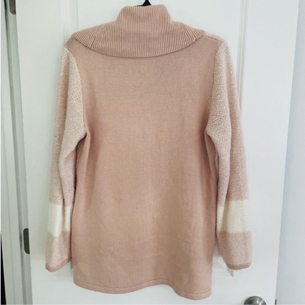 Calvin Klein Wool Blend Oversized Turtleneck Sweater White Light Pink Size L - Picture 2 of 9